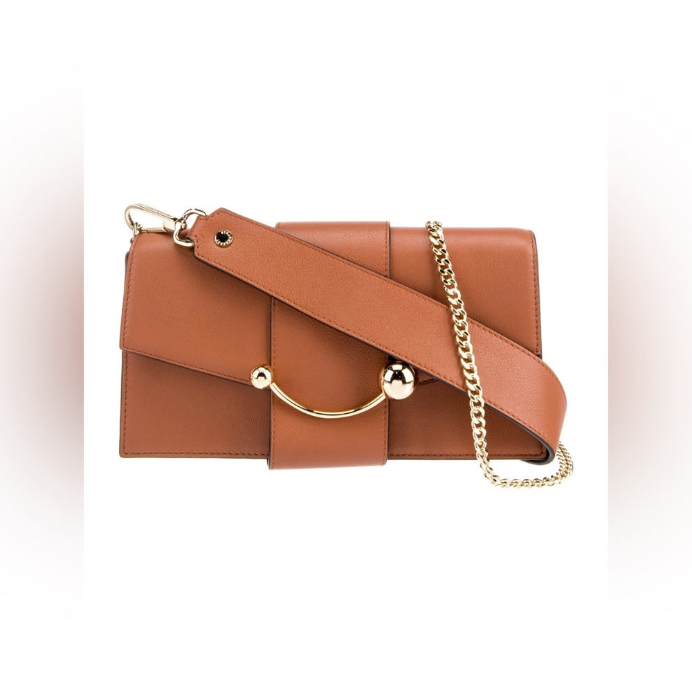 Strathberry Mini Crescent Bag in Chestnut with tags